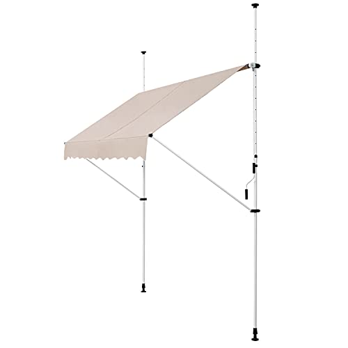 ArtLife Klemmmarkise Kuwait 350 x 120 cm – höhenverstellbar - Markise mit Handkurbel - ohne Bohren - Balkonmarkise Sonnenschutz Balkon - Beige