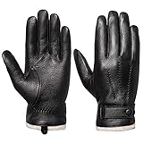 Acdyion Herren echte leder-handschuhe winter - touchscreen mit kaschmirfuttern warm kleid handschuhe driving Small Schwarz