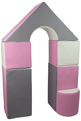 Velinda 6-TLG. Mini-Schloss-Set Groß-Softbausteine Schaumstoffbausteine Riesenbausteine (Farbe: weiß,rosa,grau)