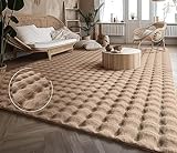 Paco Home Teppich Wohnzimmer Schlafzimmer Hochflor Skandinavisches Geometrisches Design Rautenmuster 3D Effekt Moderne Deko, Grösse:60x100 cm, Farbe:Beige 3