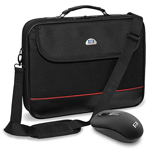 PEDEA Laptoptasche "Trendline" Umhängetasche Messenger Bag für 20,1 Zoll (51 cm) inkl. schnurloser Maus, schwarz