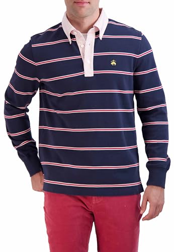 Brooks Brothers Langärmeliges Rugby-Shirt für Herren, gestreift, Marineblau, mehrfarbig, L