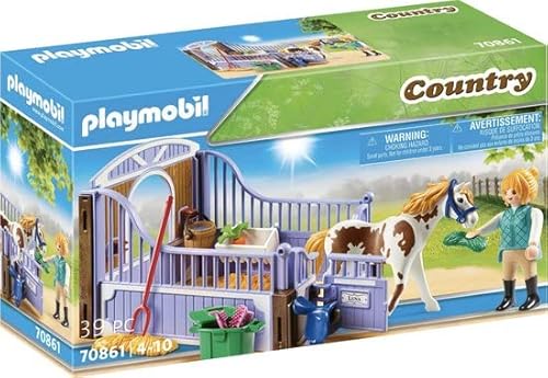 Playmobil 70861 Pony, Pferd, Cavaliére, Soigneuse, Box, Lila und Zubehör, 39 Stück