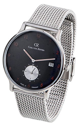 Carl von Zeyten Herren Analog Quarz Uhr mit Edelstahl Armband CVZ0018BKMB