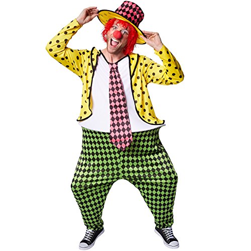TecTake dressforfun Herrenkostüm Clown | Kostüm + Clown-Nase und Hut | Clown-Kostüm Fasching (XXL | Nr. 300791)