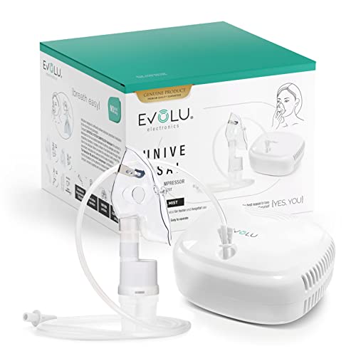 EVOLU UNIVERSAL - Kolben Vernebler mit Mundstück und Maske - Aerosol Inhalator Für Erwachsene und Kinder - Inhaliergerät zur Behandlung von Atemwegserkrankungen und Allergien