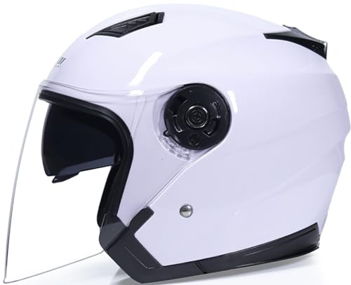 Halbschalenhelm Motorradhelm Mit ECE-Zertifizierung Jethelme Rollerhelm Cruiser Chopper Skateboardhelm Antikollisionshelm Mit Visier Motorradhalbhelm Für Damen Und Herren Erwachsene 2,XL=61-62CM