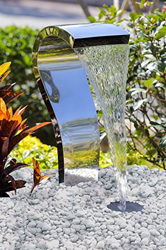 Köhko® Wasserfall Schwan aus Edelstahl 23005 Wasserspiel mit LED-Beleuchtung