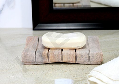 KLEO rechteckige Seifenschale aus braunem, sandfarbenem Naturstein ? Accessoire für das Badezimmer, die Küche oder das Gäste-WC - Soap Dish