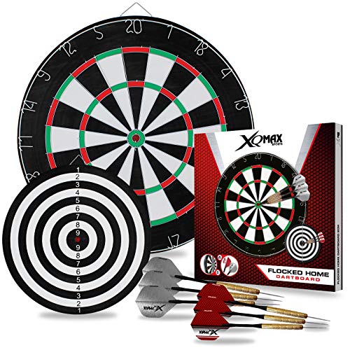 TW24 XQMAX Dartscheibe 2 Spielflächen inkl. 6 Dartpfeile Dartboard Set Steeldarts Dart Wurfspiel