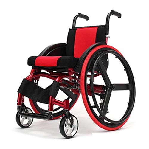 AOLI Sport und Freizeit Folding Rollstuhl, Licht Portable mit Ultra-Light-Aluminiumlegierung Rollstuhl, Quick Release Stoßdämpfer Trolley, Geeignet für Menschen mit Behinderungen, Rot,rot