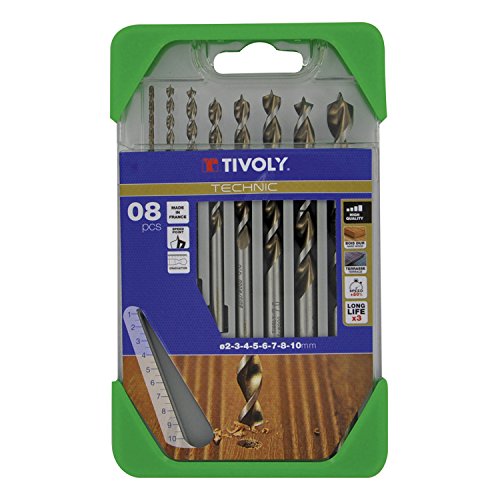 Tivoly Bohrer G11 - Pack von 8 Für Holz, Gama Technic Ø 2, 3, 4, 5, 6, 7, 8, 10 mm)
