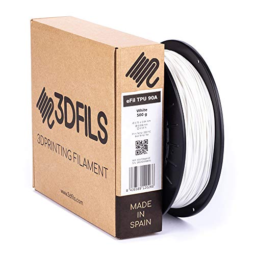 3DFILS - Flexibles Filament für 3D-Druck eFil TPU 90A: 1,75 mm, 500 g, Weiß