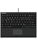 KeySonic extra Mini-Tastatur mit Touchpad, USB Kabel (2 m), voller Tastenumfang, SoftSkin, ACK-3410 (DE)
