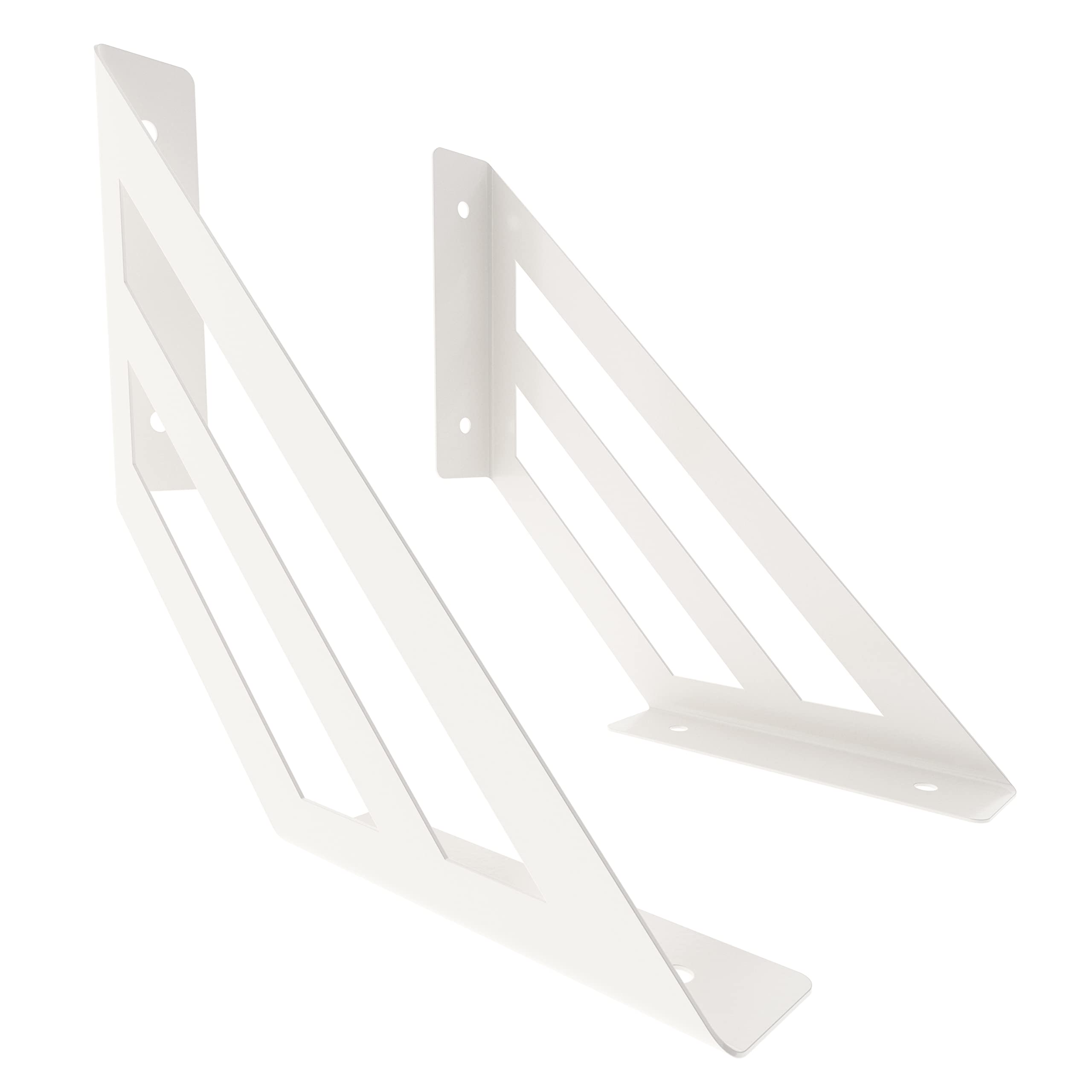 2 x sossai® Design Regalträger Truss | Regalwinkel | Wandhalterung für Regalbrett | Größe: 200 x 200 mm | Farbe: Weiß | Material: Stahl