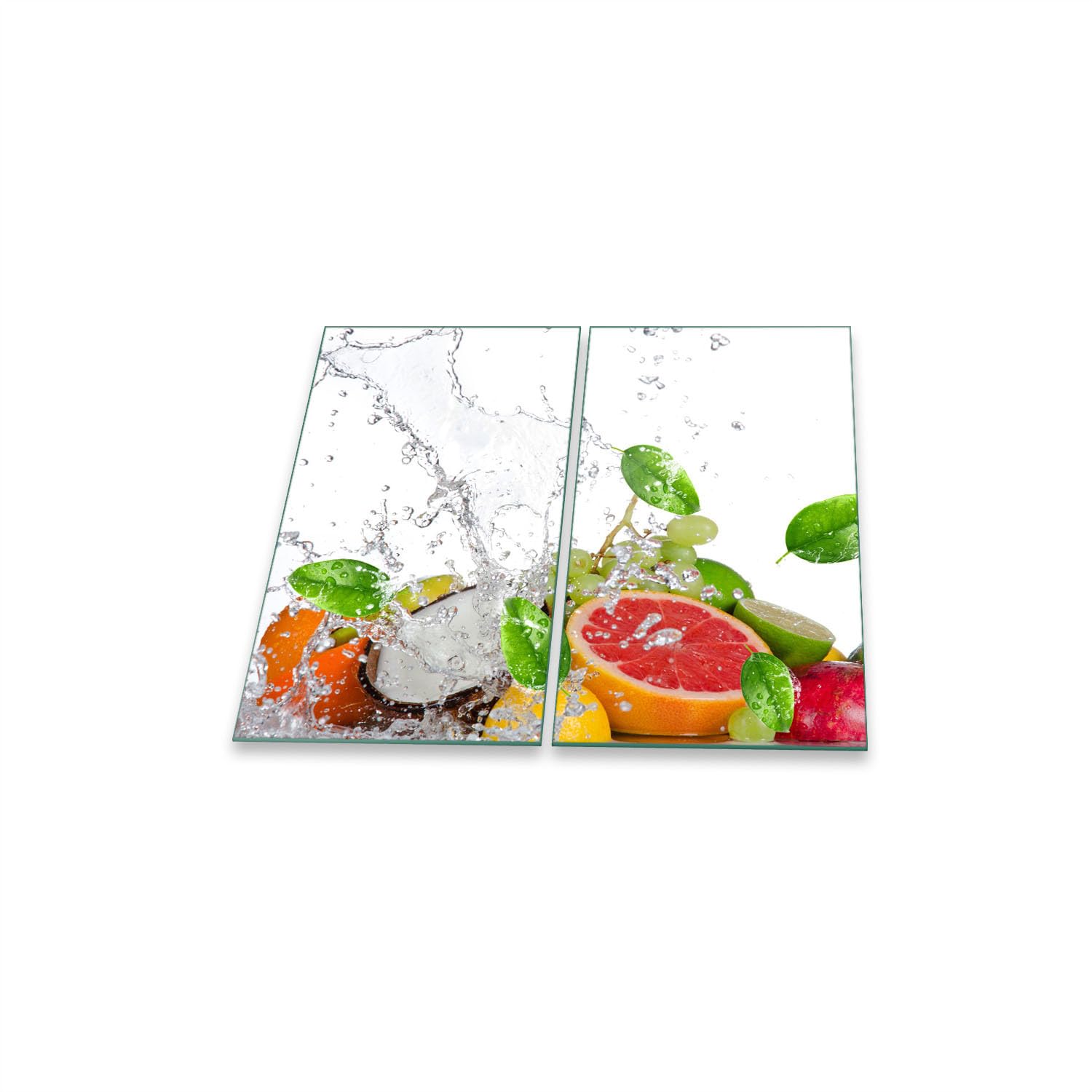 Herdabdeckplatte Abdeckung Ceranfeld Abdeckplatte Schneidebrett 2-Teilig 60x52 Früchte Mehrfarbig Spritzschutz Glasplatte Ceranfeldabdeckung Schutz Herdschutz Sicherheitsglas Glasschneidebrett 2x30x52