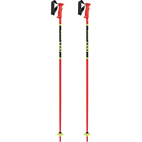 LEKI Kinder Racing Skistöcke, leuchtrot-schwarz-Neongelb, 80cm
