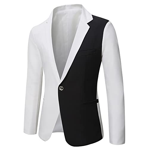 Yowablo Herren Slim Anzugsakko Herren Anzugjacke Herren Sakko Sweatjacke Slim Fit Blazer Anzug Casual Jacke Modisch Freizeit Outwear (M,Weiß)