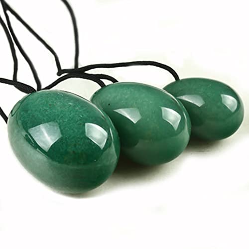 Natürliches grünes Yoni-Ei-Set, Jade-Eier, Yoni-Zauberstab, Kristall-, Kegel-Übungsgerät, Massagestein, 3 Eier mit Geschenkbox (Color : 3 Eggs)