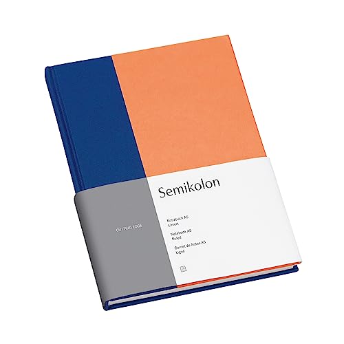 Semikolon 364829 – Notizbuch Cutting Edge A5 liniert - 176 Seiten, cremeweißes Papier – Lesezeichen – cobalt peach