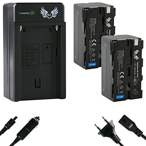 2X SK Akku Sony NP-F750 4000mAh + Ladegerät Charger für Sony NP-F550 NP-F750 NP-F950 NP-F990 NP-FM50 NP-FM500H und weitere