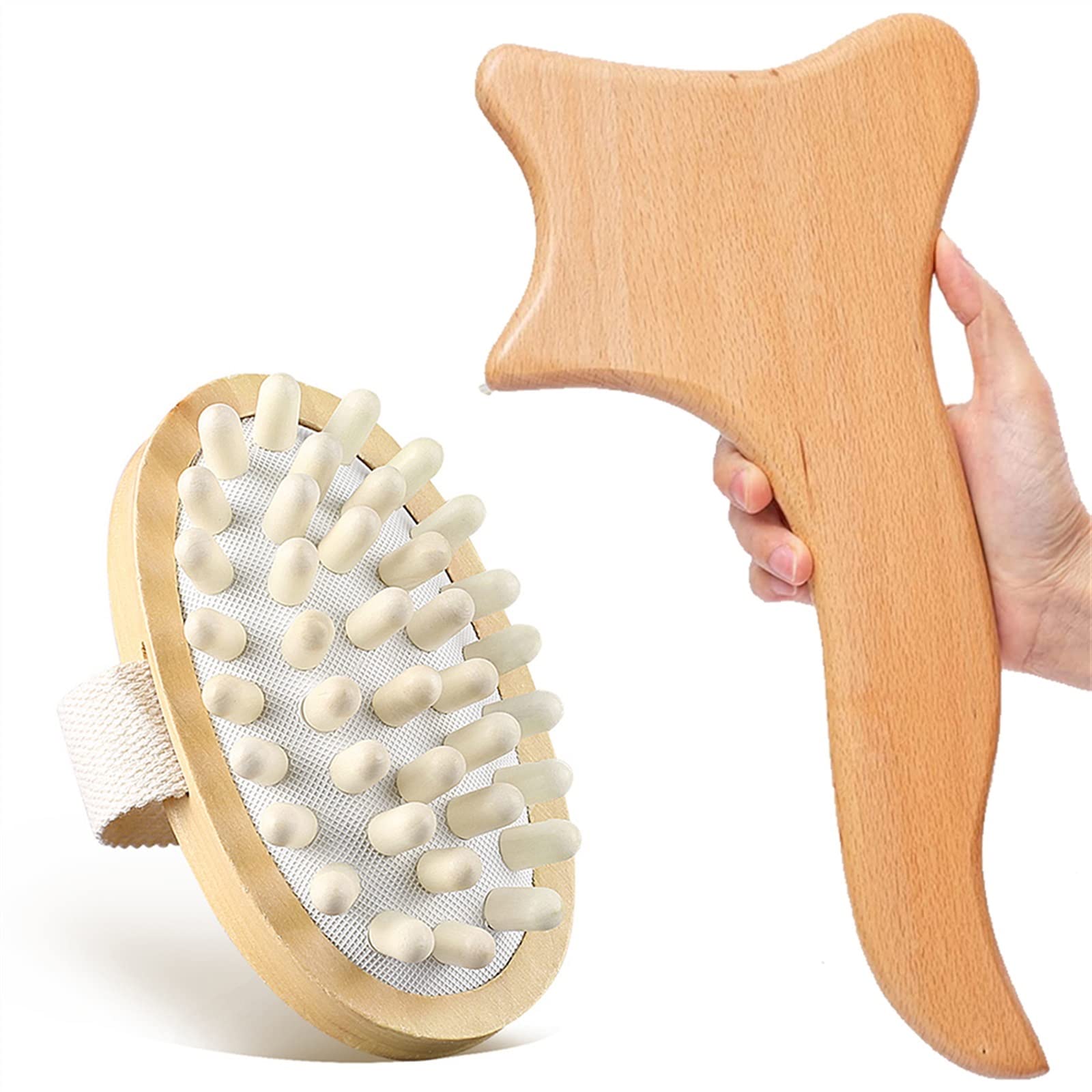 2 teile/satz Holz Therapie Trockenbürste Massage Werkzeuge Kit-Holz Lymphdrainage Werkzeug Home Trockenbürsten Körperbürste Lymphpaddel