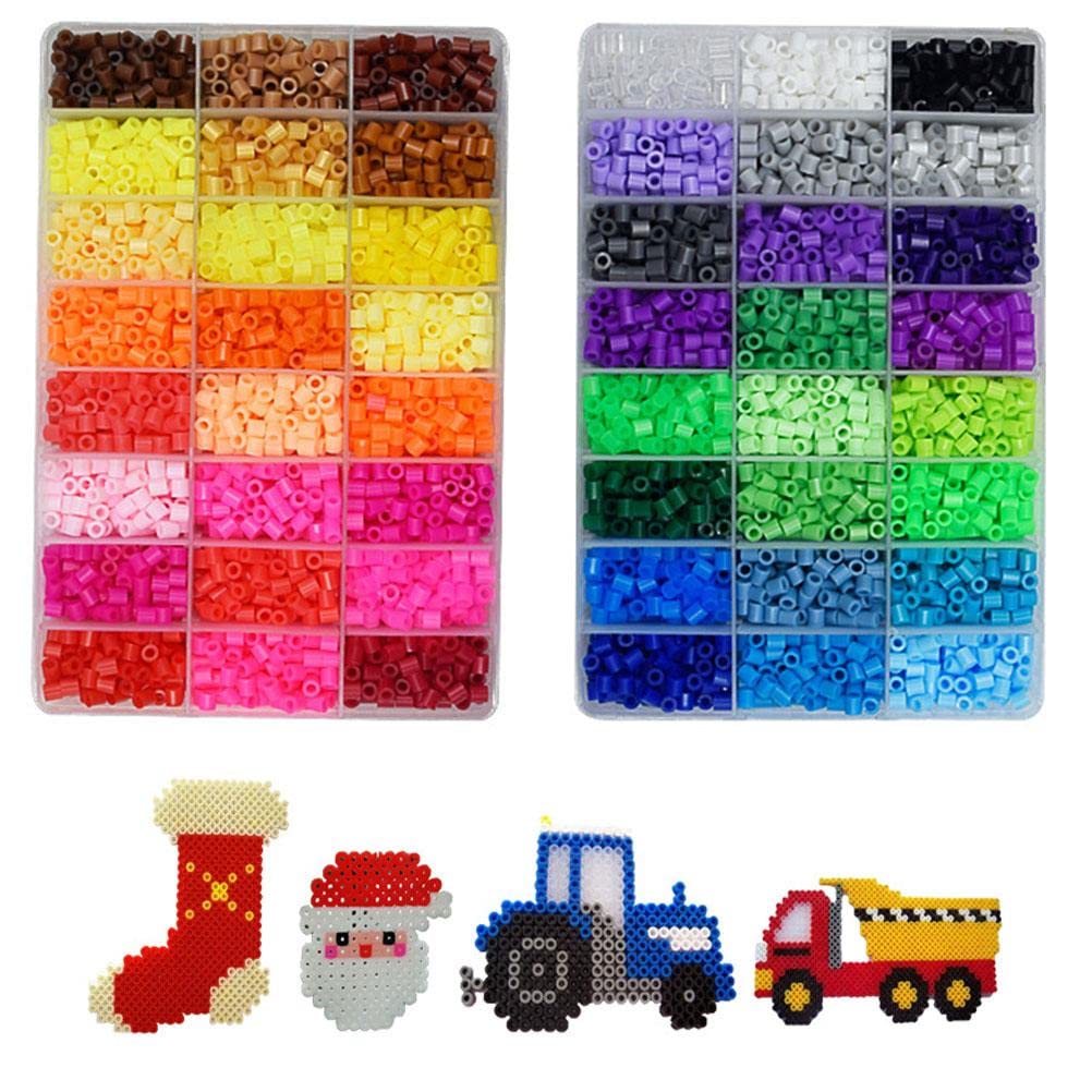 BSTCAR Bügelperlen Set 9600 Perlen 5MM 48 Farben In Loser Schüttung Sortiert Mehrfarbig Fuse Bead-Set DIY Crafting Pädagogische Spielzeug für Kinder