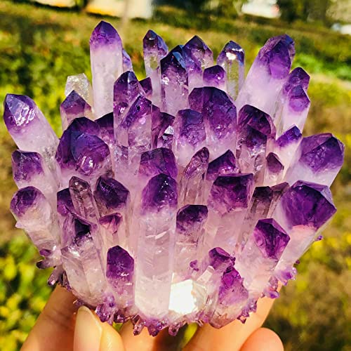 MIUXE Natürliches purpurfarbenes Quarzkristall-Cluster-Exemplar, 280–350 g ZAOQINIYIN (Size : 350-400g)