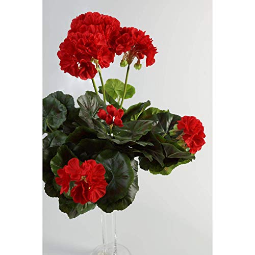 artplants.de Künstliche Geranie MIA auf Steckstab, rot, 35cm, Ø 30cm - Kunstgeranien - Kunstblumen