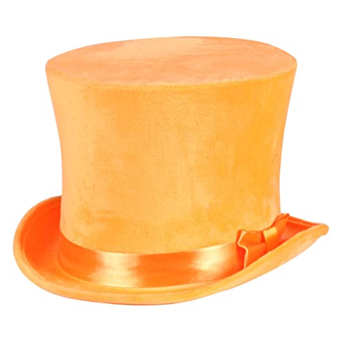 Thetru Kostüm Zubehör Zylinder Hut neon orange Karneval Fasching Gr. 57/58