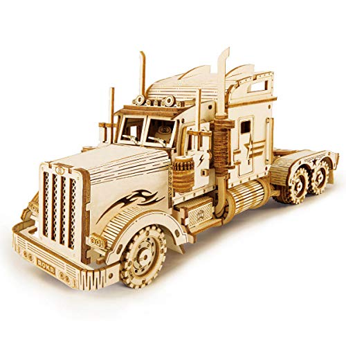 ROKR 3D Puzzle Express Holzpuzzle Modellbau - Lastwagen Holzbausatz - Weihnachten Geburtstagsgeschenk für Jugendliche und Erwachsene (Heavy Truck)