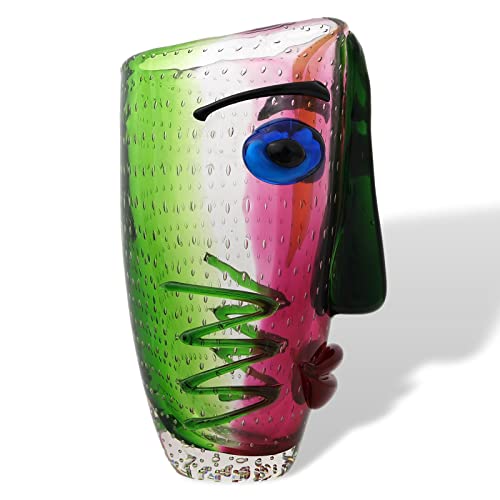 Glasvase Vase Gesicht Glas im Murano Antik Stil 30cm