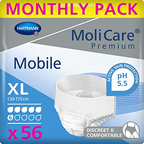 MoliCare Premium Mobile Einweg-Unterwäsche: Diskrete Verwendung für Frauen und Männer bei Inkontinenz; 6 Tropfen, Größe XL, 56 Stück