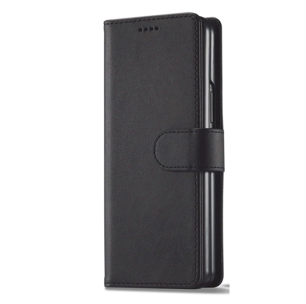 VIPAVA Leder-Brieftaschenhülle für Samsung Galaxy Z Fold 5 4 3 5G Fold3 Fold4, Kartentasche, faltbar, Flip-Book-Cover, stoßfeste Tasche, Schwarz, für Samsung Z Fold 4