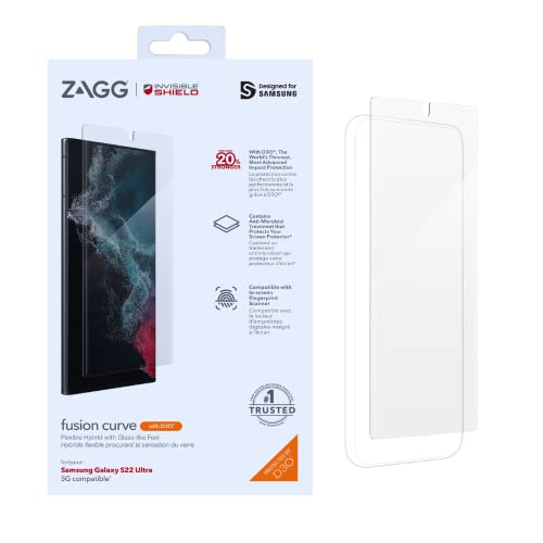 ZAGG InvisibleShield Flex Curve D3O Samsung Galaxy S22 Ultra, stoßfest, kratzfest, erweiterte Klarheit, glatt, klar
