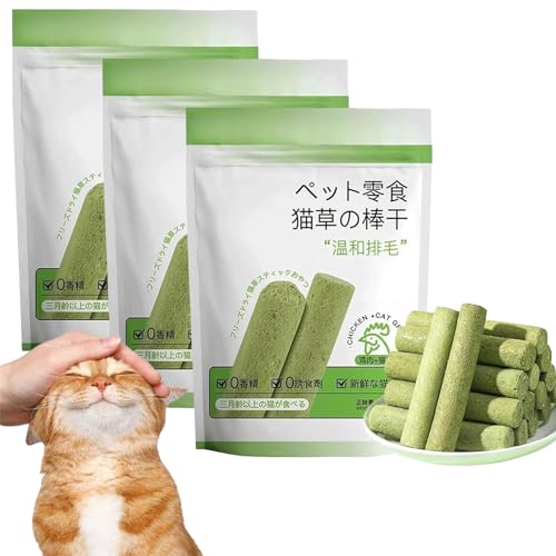 LOTFI Cat Grass Teething Stick, Chew Sticks for Cats, Cat Teeth Cleaning Cat Grass Stick, Natural Grass Molar Rod for Cat Indoor (3pcs)