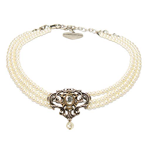 Alpenflüstern Trachten-Perlen-Kropfkette Ophelia Trachtenkette, eleganter Damen-Trachtenschmuck, Dirndlkette Creme-weiß DHK260