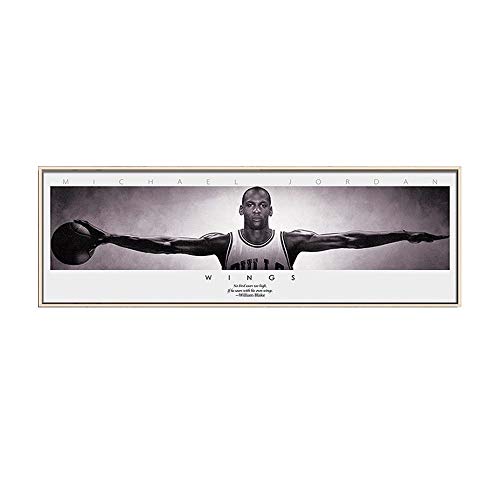 Michael Jordan Wings Leinwandbild, Wandkunst, Basketball-Stern-Poster für Wohnzimmer, rahmenlos, 60 x 180 cm (ungerahmt)