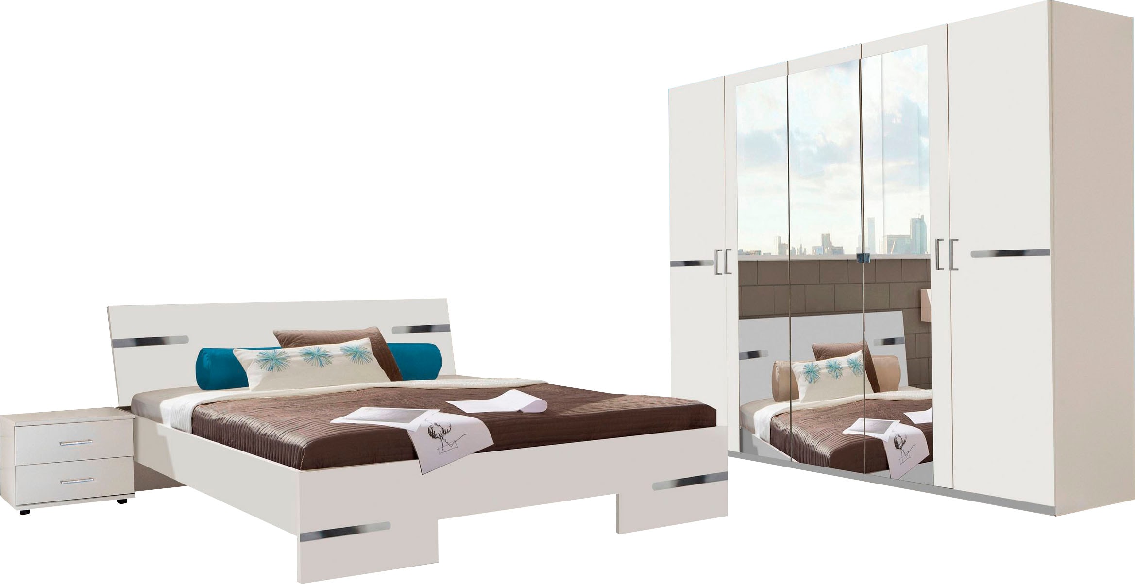 Wimex Schlafzimmer Set Anna, bestehend aus einem Bett und zwei Nächtschränken, Liegefläche 180 x 200 cm, Eiche Sägerau