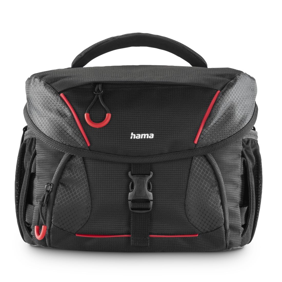 Hama Kameratasche (Fototasche für digitale SLR Kameras mit Zubehör, Halterung für Kamerastativ, Regenschutz, gepolstert, Tragegriff, Trolleyband, abwischbarer Boden, ergonomisch) schwarz