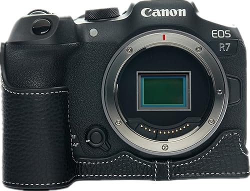 Zakao Kameratasche für Canon EOS R7, handgefertigt, aus echtem Leder, Schwarz , Modern