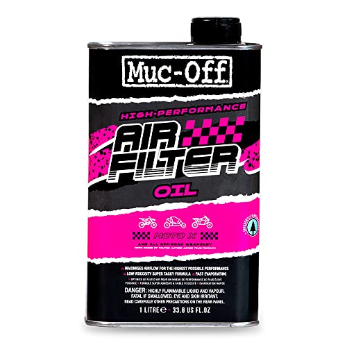 Muc-Off Luftfilteröl, 1 Liter, leistungsstarkes Luftfilteröl für Motorcross und Powersport, maximiert den Luftstrom und verlängert die Lebensdauer des Motors