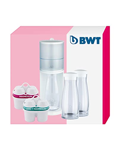 BWT Tischwasserfilter AQUAlizer Station | Vorteilspaket mit 2 Filterkartuschen und zusätzlicher Glaskaraffe