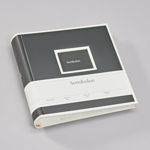 Semikolon 370040 200 Pockets Album – 23 x 22,3 cm – 100 Seiten cremefarben, für 200x 10x15 Fotos – lava stone grau
