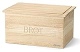 Continenta Brotkasten mit Deckel aus Gummibaumholz, Holz-Brotbox, Größe: 34,5 x 23 x 19 cm