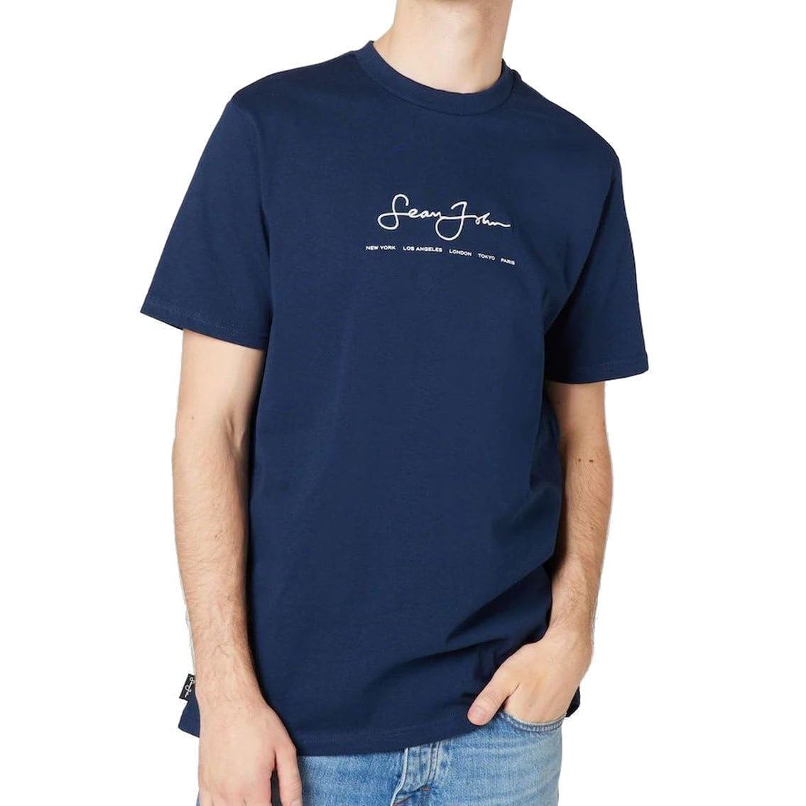 Sean John t-Shirt męski Classic Logo Essential Tee 6061657, Marineblau (DE/NL/SE/PL, Alphanumerisch, S, Regular, Regular)