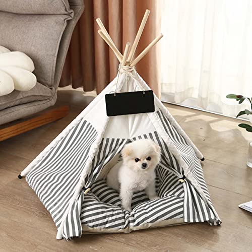 Tipi-Zelt für Haustiere mit gepolsterter Matte Faltbares Hundebett Spielhaus, abnehmbares Kissen Katzenzelte Abnehmbare Hundehütten für drinnen und draußen