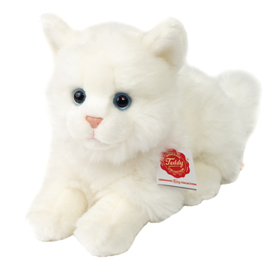 Teddy Hermann 90696 Katze Britisch Kurzhaar weiß 20 cm, Kuscheltier, Plüschtier