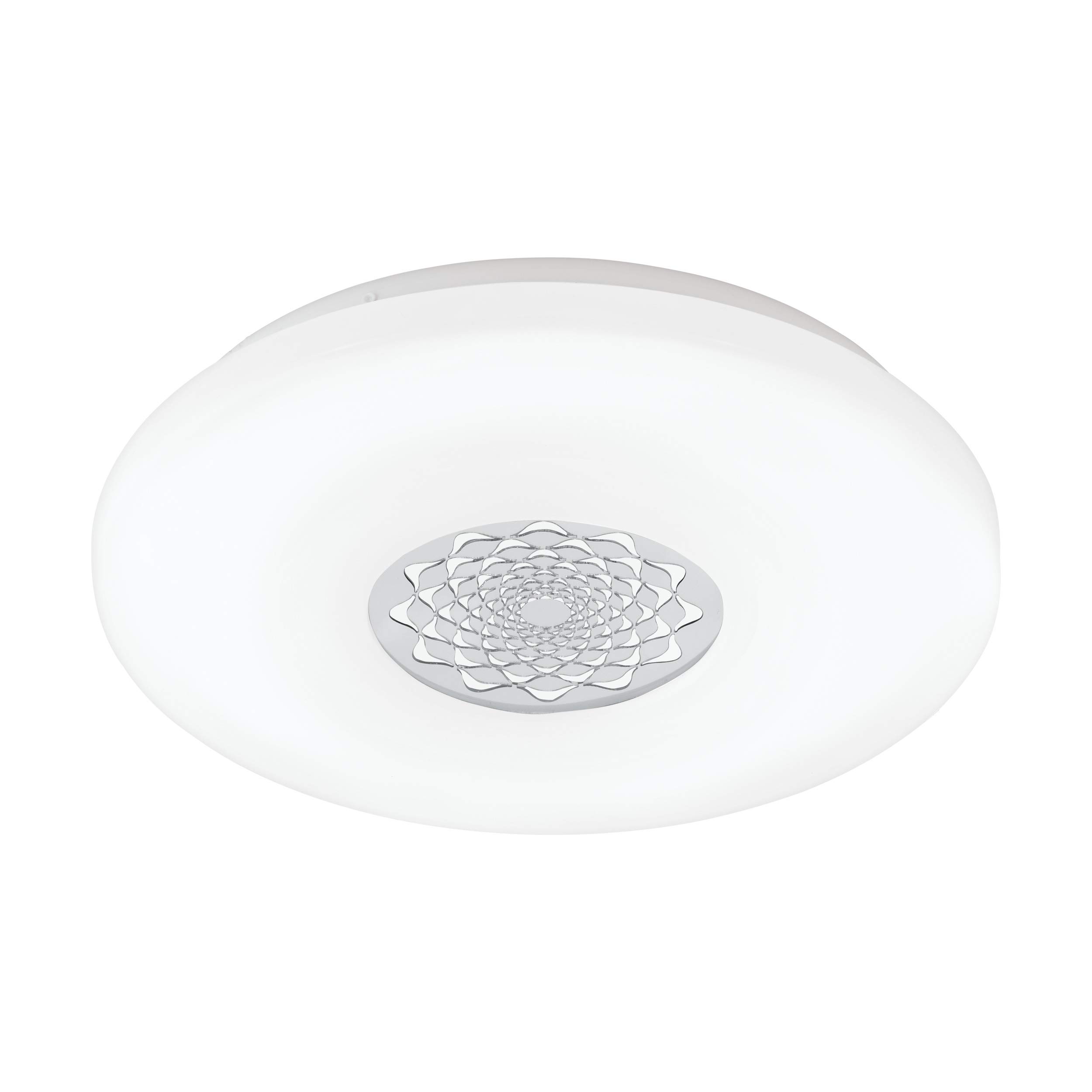 EGLO LED Deckenlampe Capasso 1, 1 flammige Deckenleuchte, Wandlampe mit Muster, Material: Stahl und Kunststoff, Farbe: Chrom, weiß, Ø: 40 cm