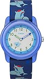 Timex Unisex Kinder Analog Quarz Uhr mit Stoff Armband TW7C13500, Sharks